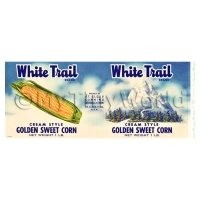 1/12th scale - Dolls House Miniature White Trail Sweet Corn Label (1940s)