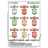 1/12th scale - Set of 18 Miniature Benoit Dolls House Liqueur Labels (LS9)