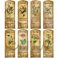 Dolls House Herbalist/Apothecary Long Herb Colour Label Set 8