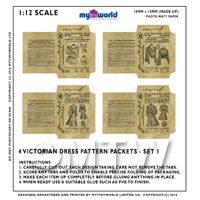 Set Of 4 Miniature DIY Doll House Victorian Dress Packets S1