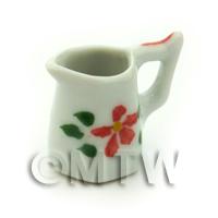 Dolls House Miniature Hibiscus Design Ceramic Water Jug