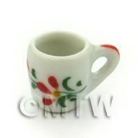 Dolls House Miniature Red Orchid Design Ceramic Soup Mug