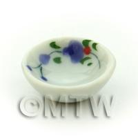 Dolls House Miniature Purple Orchid Design 16mm Ceramic Bowl