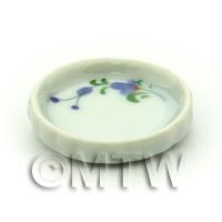 Dolls House Miniature Purple Orchid Design Ceramic Flan Dish