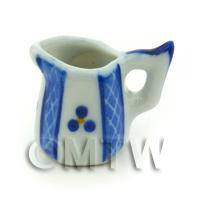 Dolls House Miniature Blue Lace Design Ceramic 6 Side Water Jug