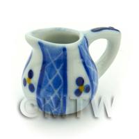 Dolls House Miniature Blue Lace Design Ceramic Round Water Jug 