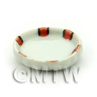 Dolls House Miniature Orange Stripe Design Ceramic Flan Dish