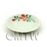 Dolls House Miniature Red Orchid Design 20mm Ceramic Plate