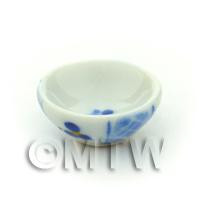 Dolls House Miniature 16mm Blue Lace Design Ceramic Bowl