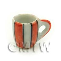 Dolls House Miniature Orange Stripe Design Ceramic Soup Mug
