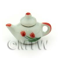 Dolls House Miniature Tulip Design Ceramic Teapot