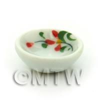 Dolls House Miniature Red Orchid Design 16mm Ceramic Bowl