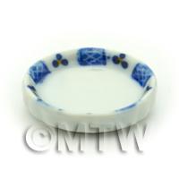 Dolls House Miniature Blue Lace Design Ceramic Flan Dish