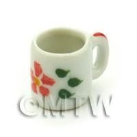 Dolls House Miniature Hibiscus Design Ceramic Coffee Mug