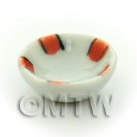 Dolls House Miniature Orange Stripe Design Ceramic 16mm Bowl