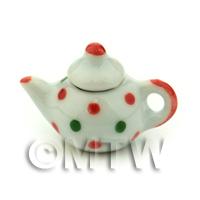 Dolls House Miniature Dotty Design Ceramic Teapot