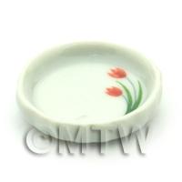 1/12th scale - Dolls House Miniature Tulip Design Ceramic Flan Dish
