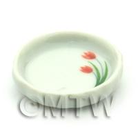 Dolls House Miniature Tulip Design Ceramic Flan Dish