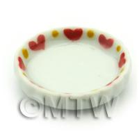 Dolls House Miniature Heart Pattern Ceramic Flan Dish
