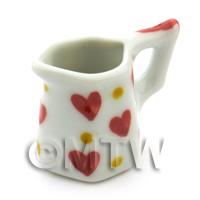 Dolls House Miniature Heart Pattern Ceramic 6 Sided Jug