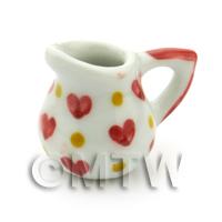 Dolls House Miniature Heart Pattern Ceramic Water Jug