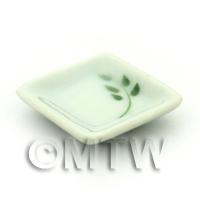 Dolls House Miniature Olive Branch Design Ceramic 21mm Square Plate