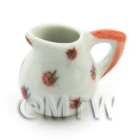 Dolls House Miniature Red Spot Design Ceramic Round Water Jug