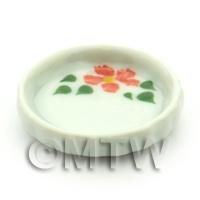 Dolls House Miniature Hibiscus Design Ceramic Flan Dish