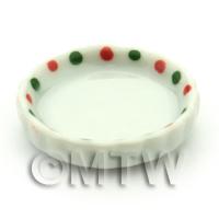 Dolls House Miniature Dotty Design Ceramic Flan Dish