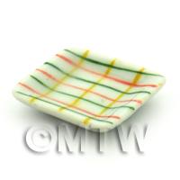 Dolls House Miniature Crosshatch Pattern Ceramic 21mm Square Plate