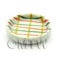 Dolls House Miniature Crosshatch Pattern Ceramic Flan Dish