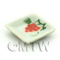 Dolls House Miniature Grape Design 21mm Ceramic Square Plate