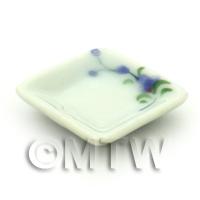Dolls House Miniature Purple Orchid Design 21mm Ceramic Square Plate