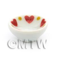 Dolls House Miniature Heart Pattern Ceramic 16mm Bowl