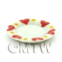 Dolls House Miniature Heart Pattern Ceramic 20mm Plate