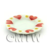 Dolls House Miniature Heart Pattern Ceramic 22mm Plate