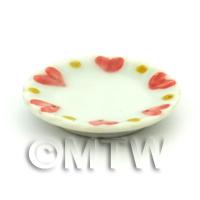 Dolls House Miniature Heart Pattern Ceramic 25mm Plate