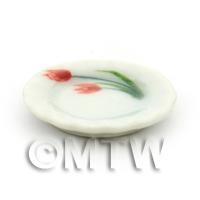Dolls House Miniature Tulip Design Ceramic 20mm Plate
