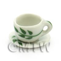 Dolls House Miniature Olive Branch Design Ceramic Cup And Saucer
