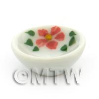 Dolls House Miniature Hibiscus Design Ceramic 16mm Bowl