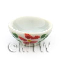 Dolls House Miniature Hibiscus Design Ceramic 16mm Bowl 