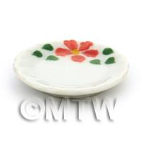 Dolls House Miniature Hibiscus Design Ceramic 25mm Plate