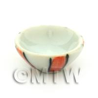 Dolls House Miniature Orange Stripe Design Ceramic 16mm Bowl