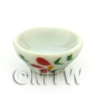 Dolls House Miniature Red Orchid Design 16mm Ceramic Bowl