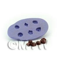 6 Piece Chocolate Star, Diamond, Almond And Round Silicone Mould