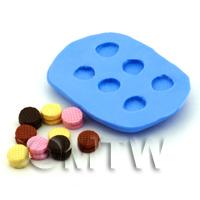 Dolls House Miniature 6 Piece Round Biscuits Silicone Mould