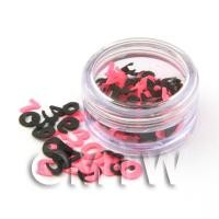 Pot With 120 Mixed Black And Pink Number Nail Art Slices
