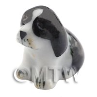 Dolls House Miniature Ceramic Black Dog Sitting