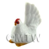 Dolls House Miniature Ceramic Bright White Chicken