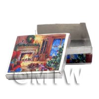 Dolls House Miniature Metal Christmas Biscuit Tin